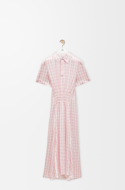 LOEWE Polo dress in silk White/Pink