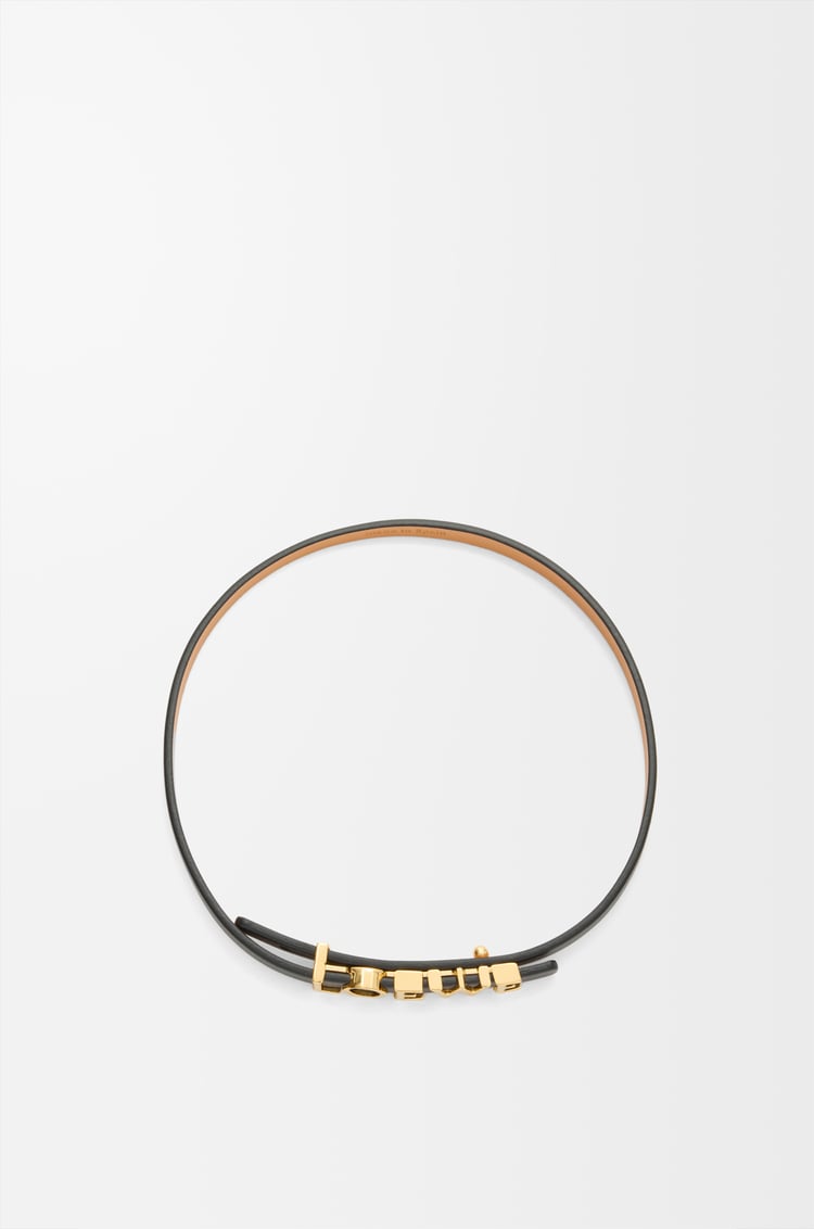 LOEWE LOEWE Armband aus Kalbsleder mit doppelter Wicklung Schwarz/Gold