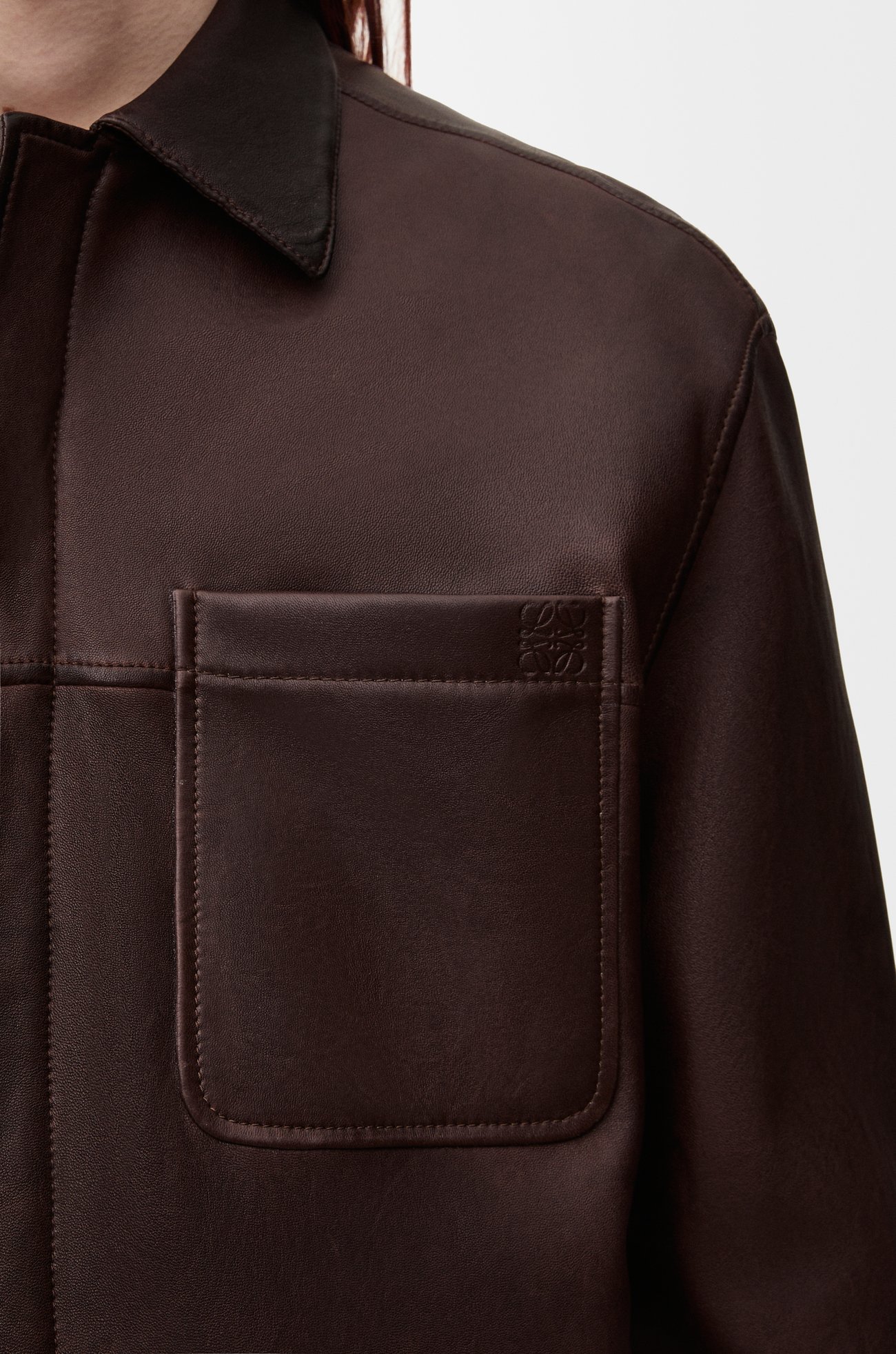 LOEWE Overshirt in nappa lambskin Dark Brown