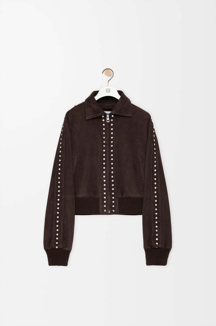 LOEWE Bomber jacket in suede lambskin 深棕色