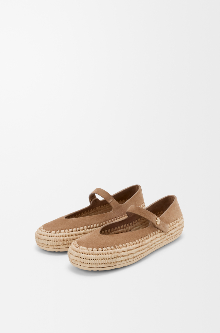 LOEWE リオ メリージェーン（スエード&ラフィア） ダークベージュ