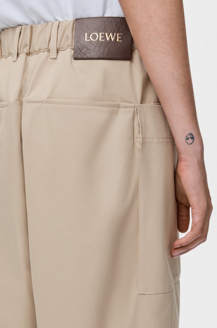 LOEWE Pantaloni crop in cotone e seta Beige