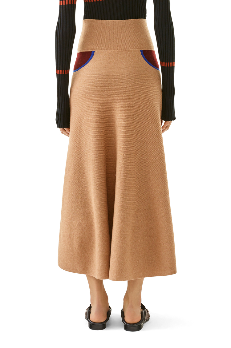 LOEWE TROMPE LOEIL KNIT SKIRT Camel/Burgundy