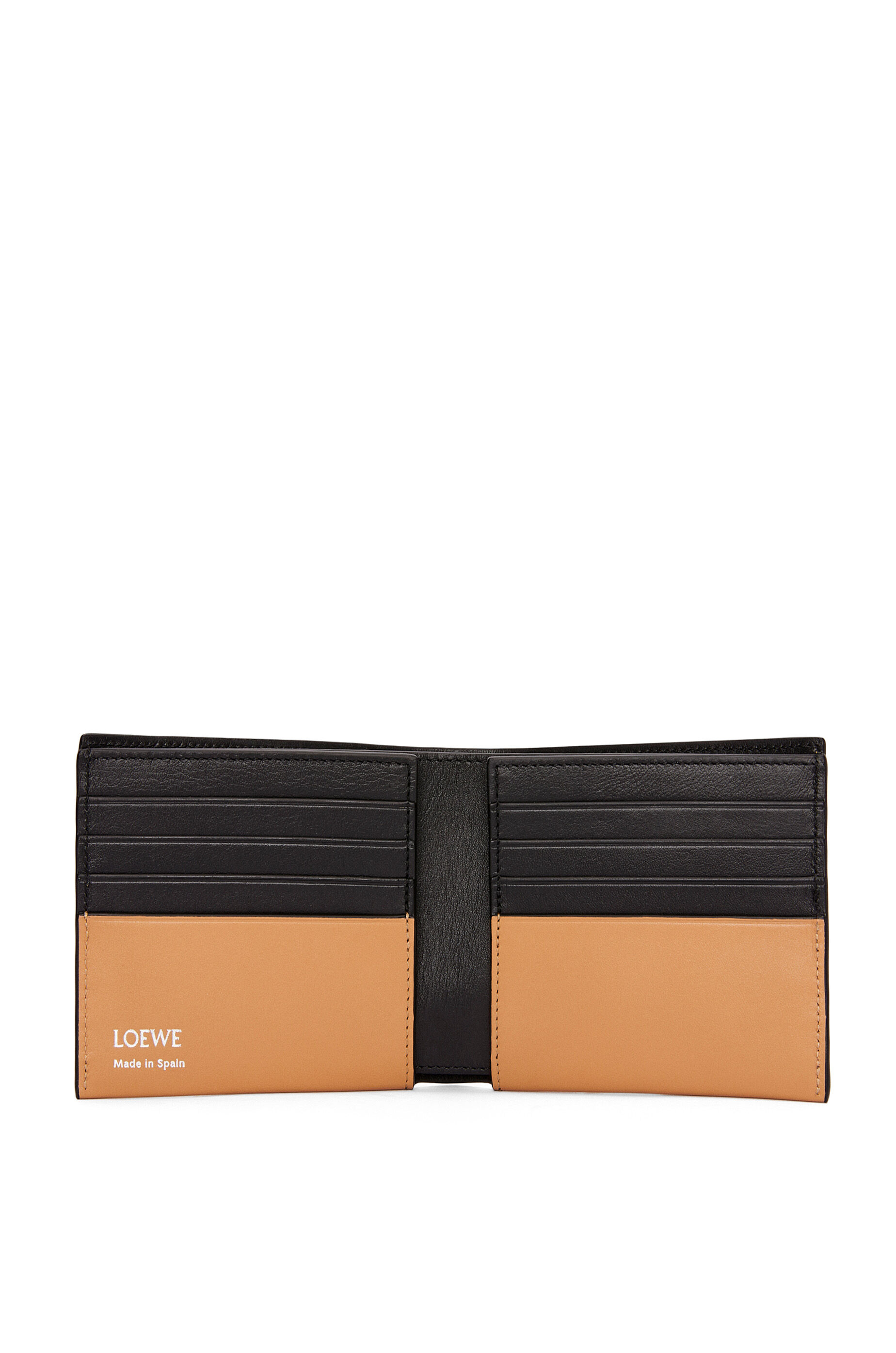 Portafoglio bifold in nappa di vitello lucida Warm Desert Nero LOEWE