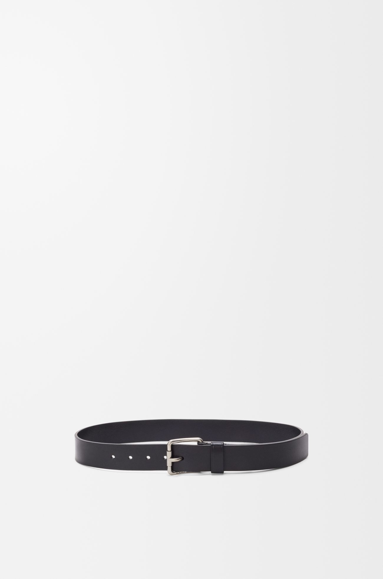 LOEWE Roller Curve belt in vegetable-tanned calfskin Black/Vintage Palladium
