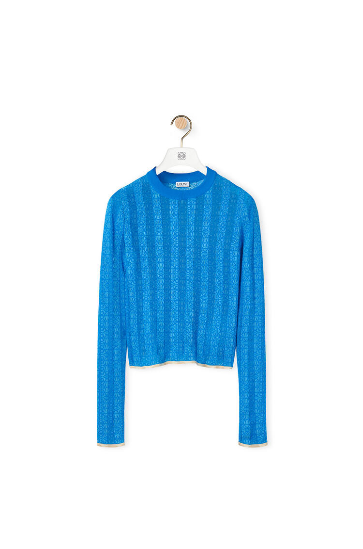 LOEWE Anagram devore sweater in viscose Light Blue