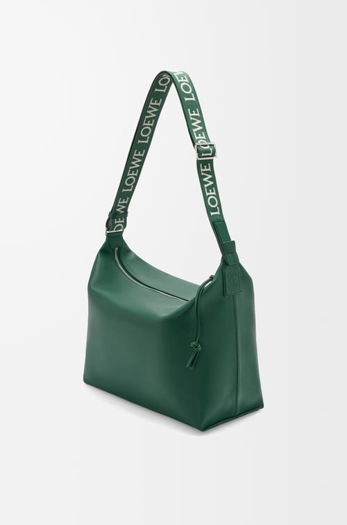 LOEWE Bolso bandolera Cubi en piel de ternera y jacquard Verde Oscuro
