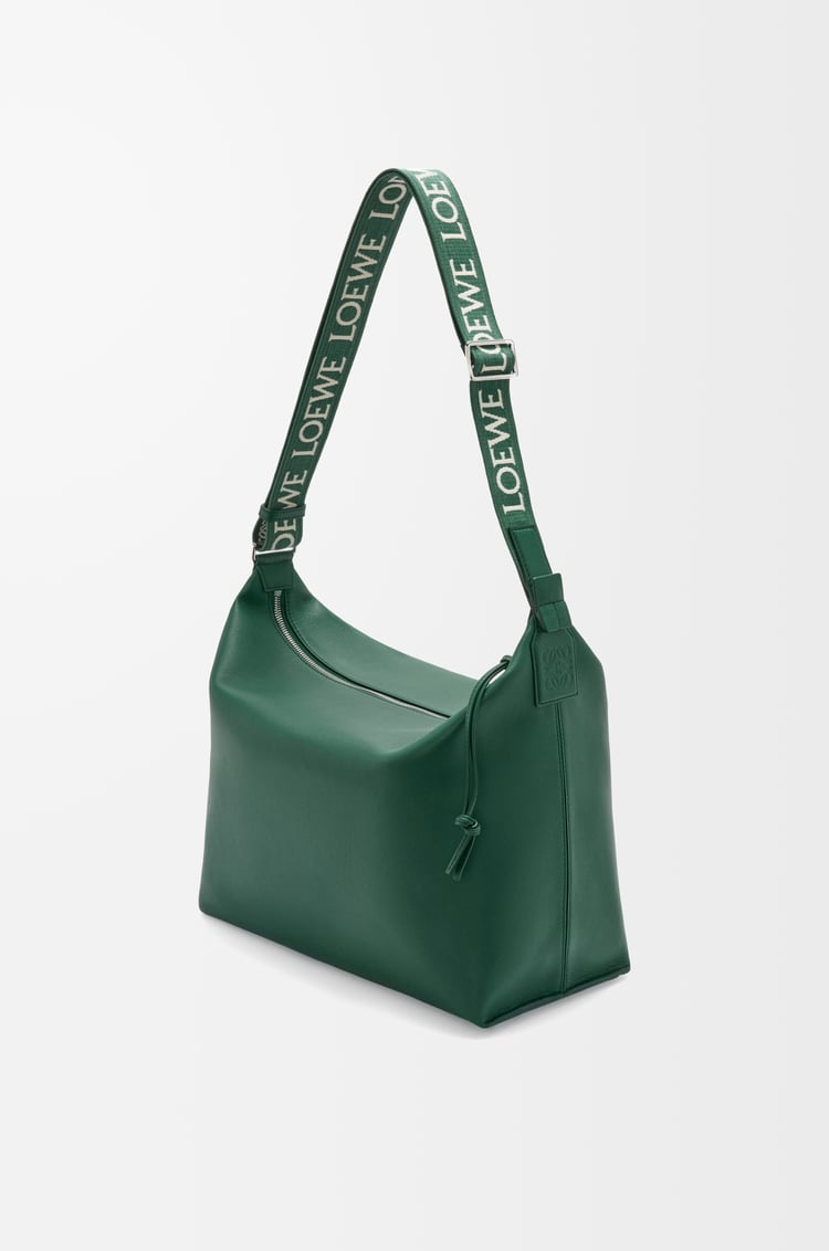 LOEWE Cubi crossbody bag in supple smooth calfskin and jacquard Evergreen