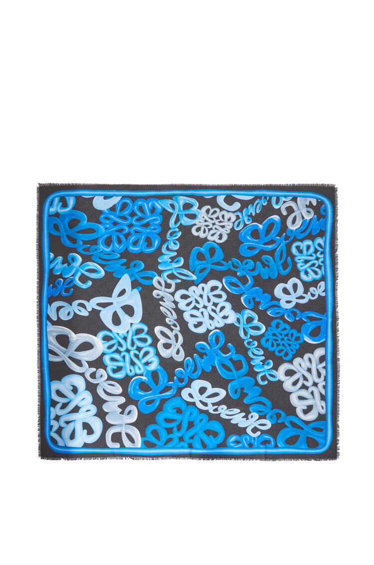 LOEWE ロエベ アナグラム スカーフ (シルク＆カシミヤ) ブルー/マルチカラー