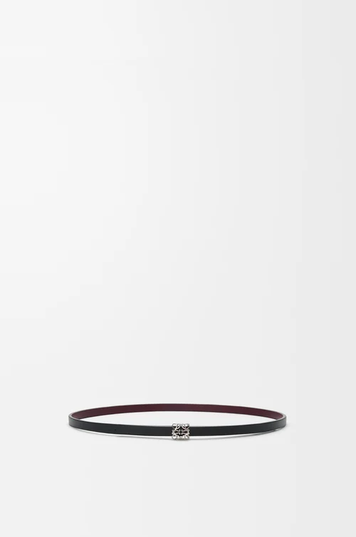 LOEWE Ceinture réversible Anagram Bombé en cuir de veau lisse Black/Burgundy