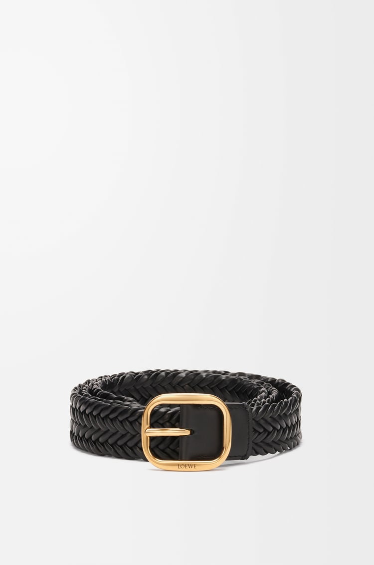 LOEWE Rounded soft woven belt in calfskin Black/Gold