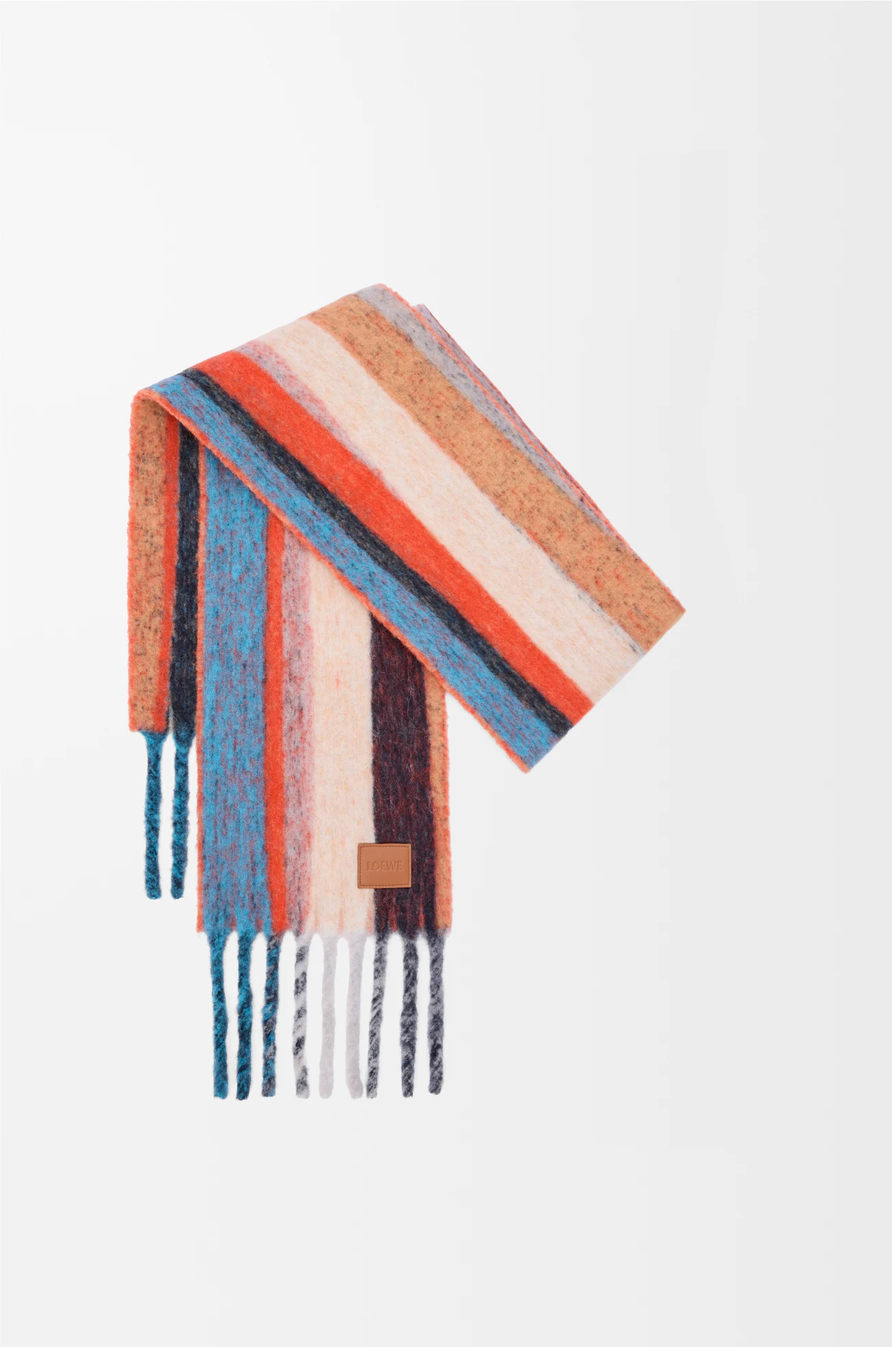 LOEWE Scarf in alpaca and wool blend Orange/Blue