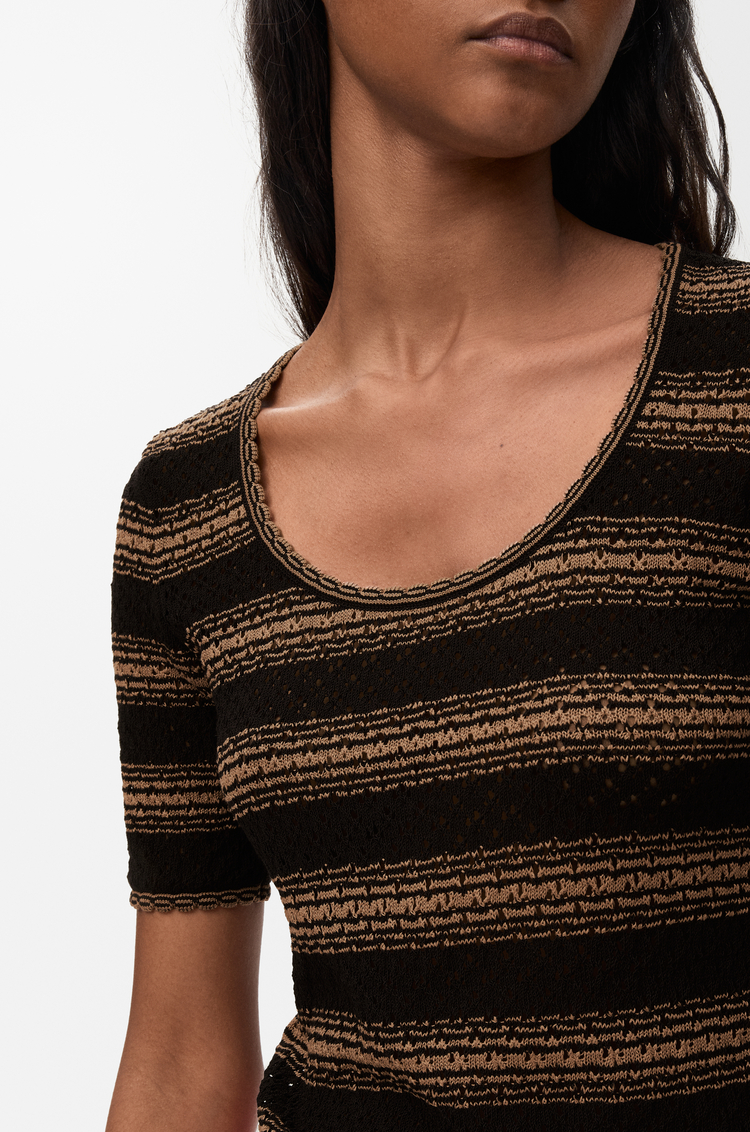 LOEWE Jersey de manga corta en mezcla de algodón Negro/Beige