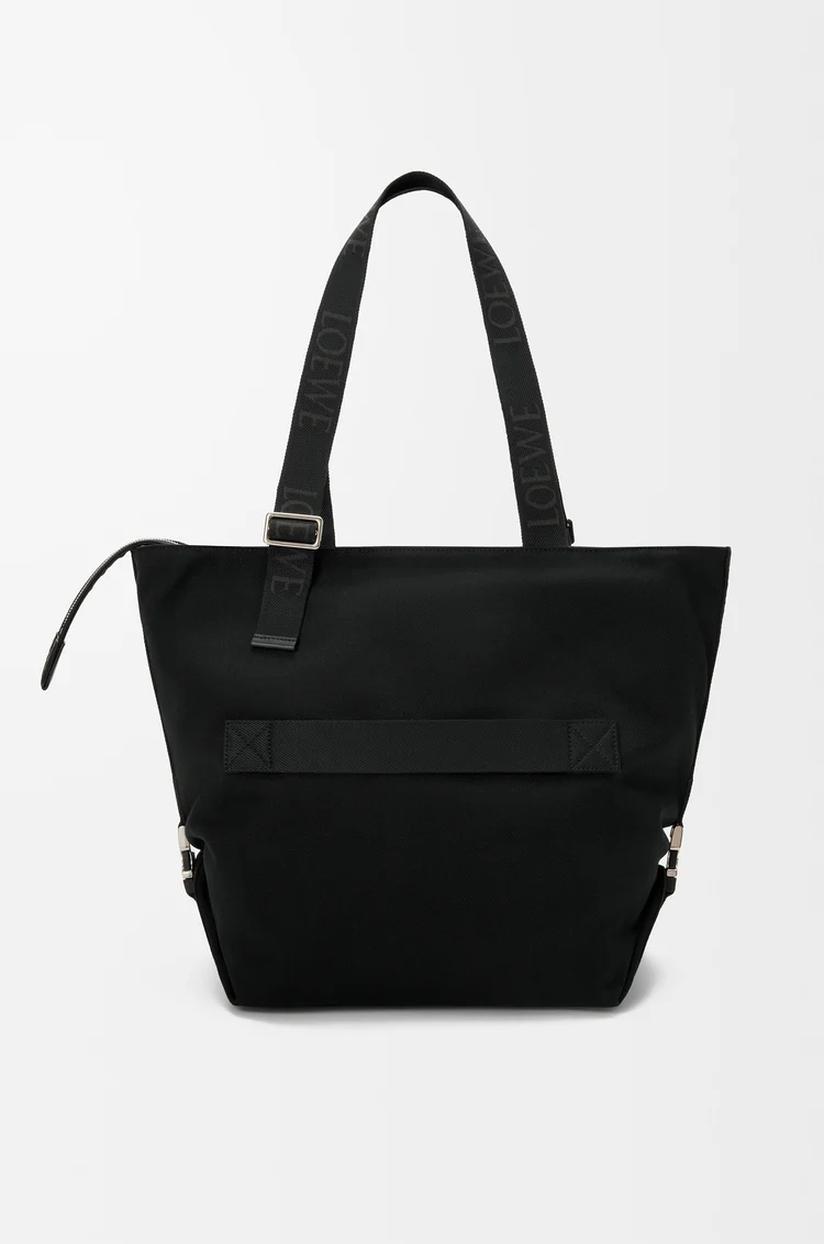 LOEWE Flex Tote Bag mit Reißverschluss aus Canvas und Veloursleder Schwarz