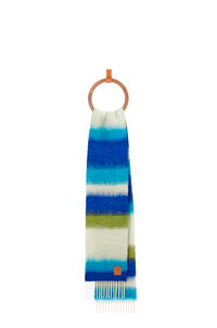 LOEWE Bufanda en lana mohair con rayas Azul Oscuro/Multicolor