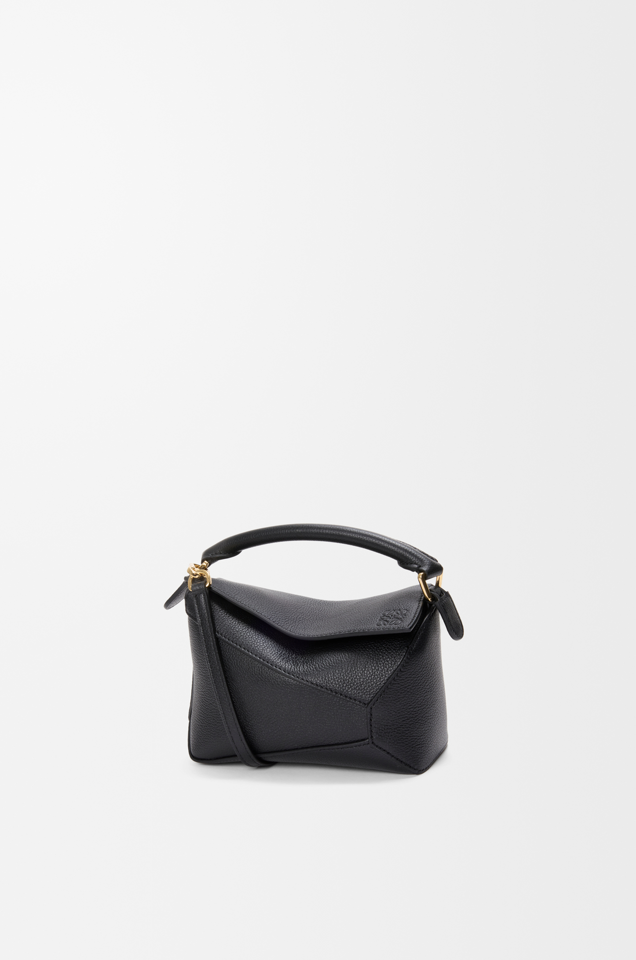 LOEWE Mini Puzzle Edge bag in soft grained calfskin Black