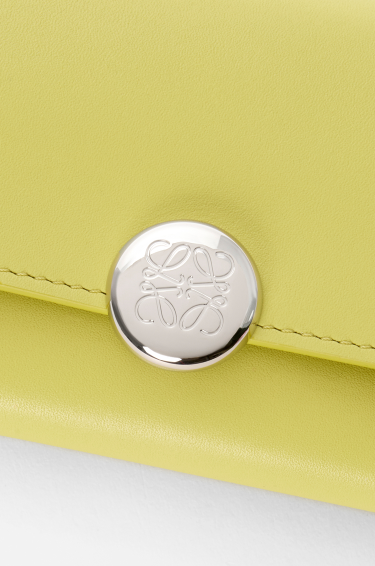 LOEWE Pebble small vertical wallet in shiny nappa calfskin Light Citrine