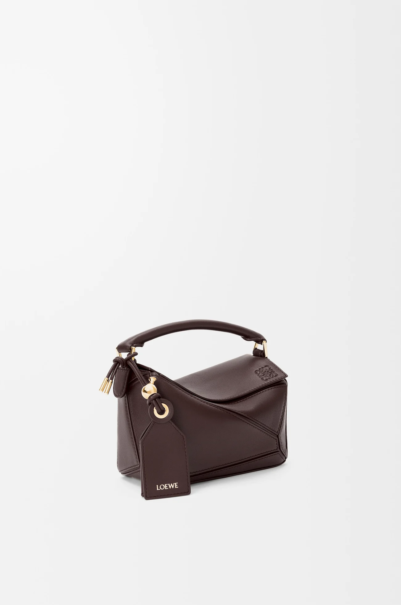 LOEWE Mini Featherlight Puzzle bag in nappa lambskin Dark Chestnut