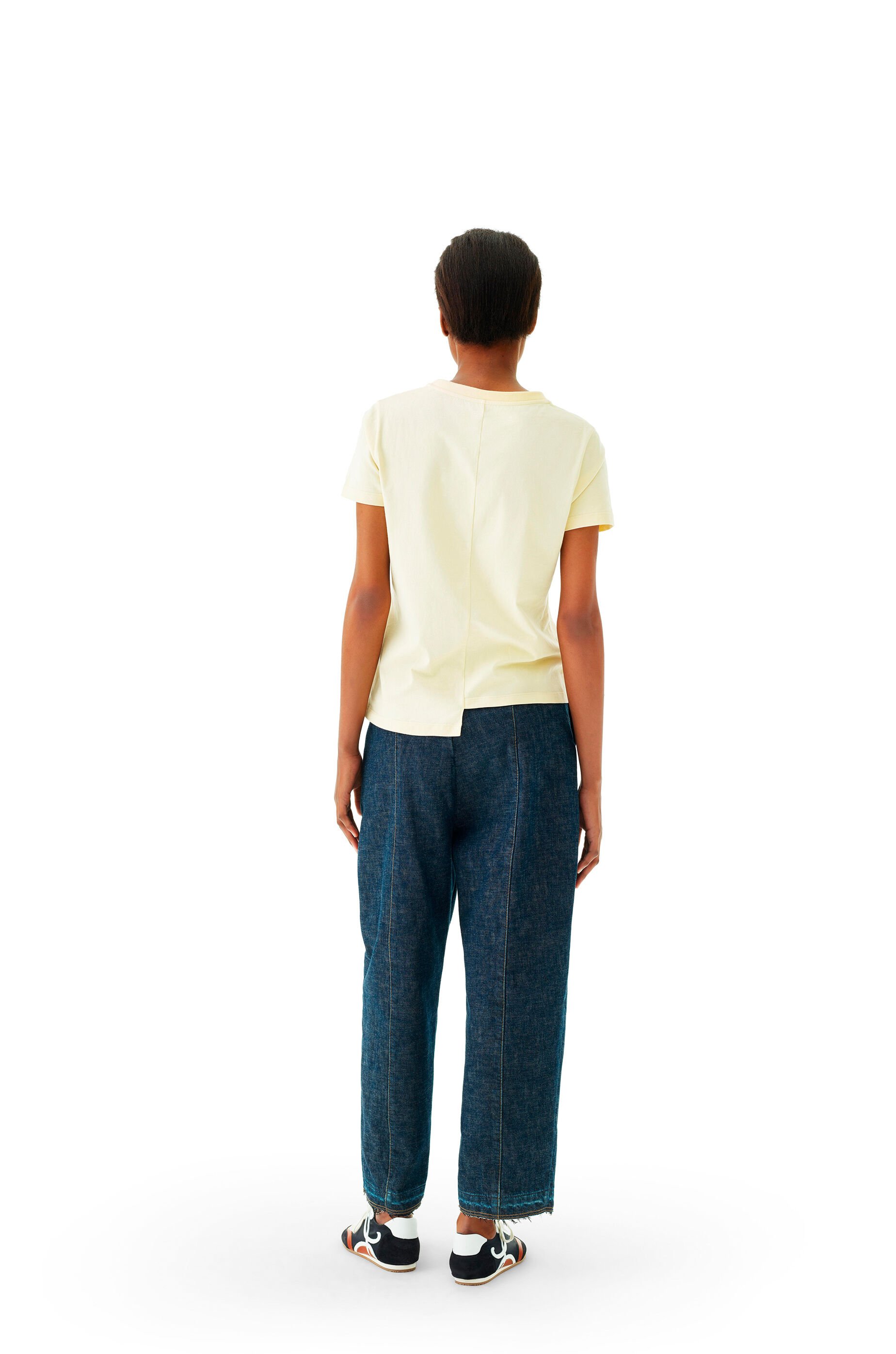 Anagram embroidered asymmetric t-shirt in cotton Yellow - LOEWE