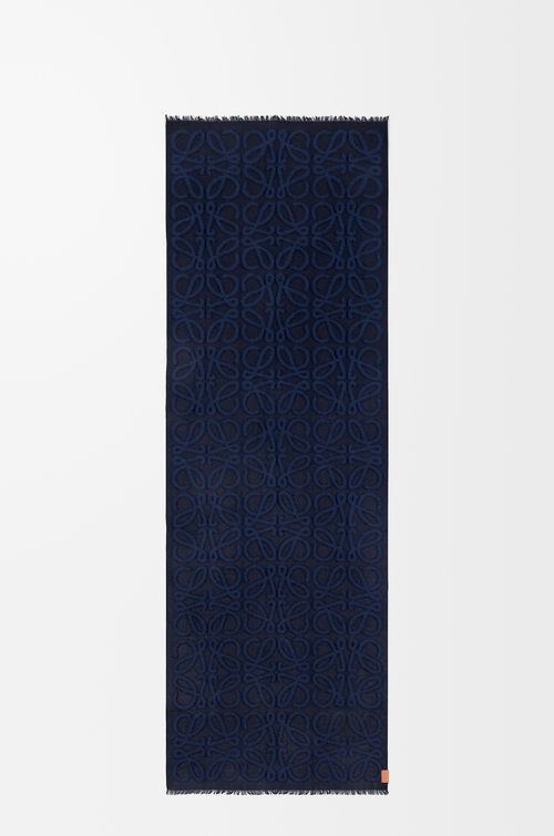 LOEWE Sciarpa in misto lana, cotone e seta Blu Navy