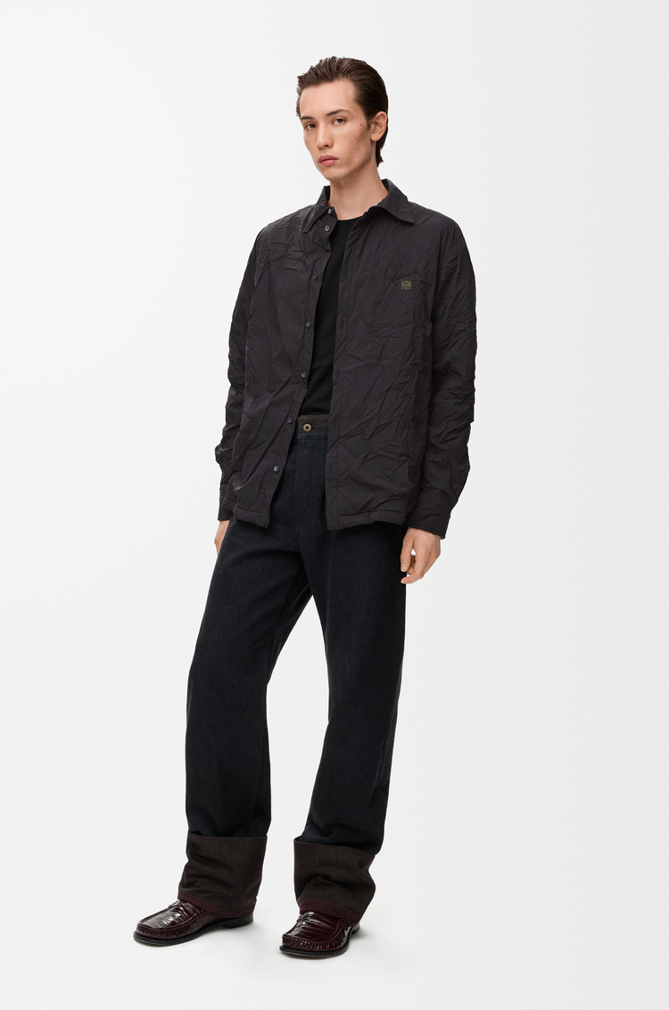 LOEWE Chemise hybride en coton mélangé et laine Noir/Vert