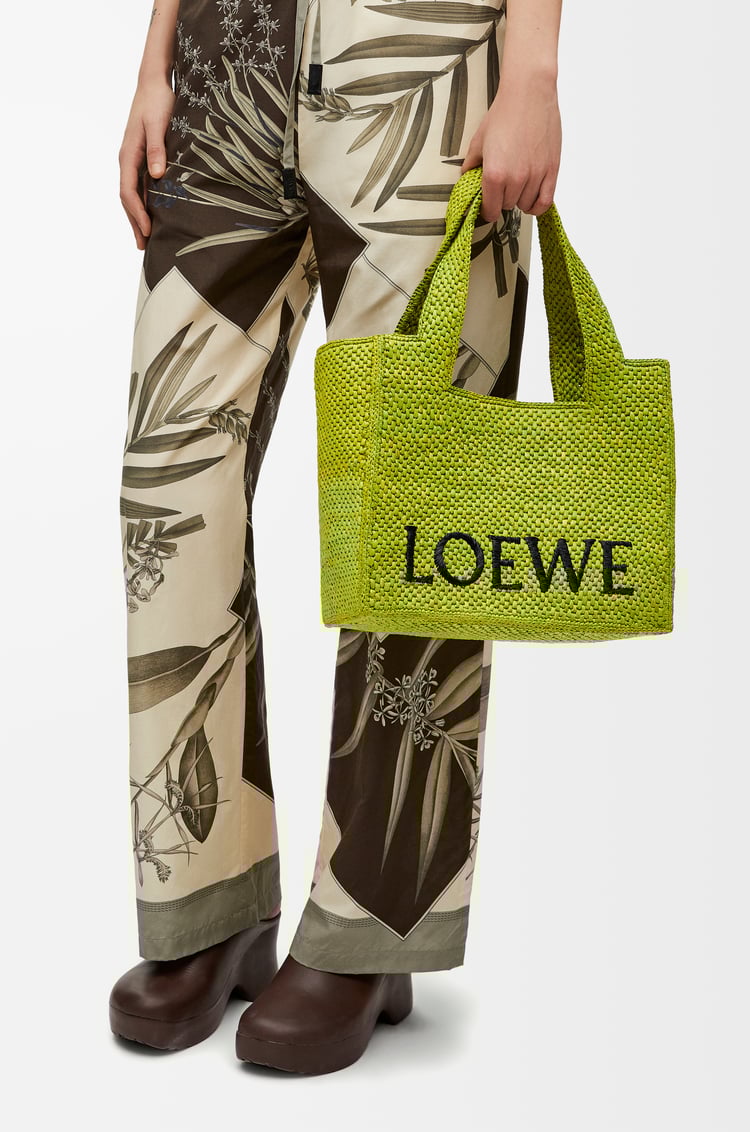 LOEWE Medium LOEWE Font tote in raffia Meadow Green