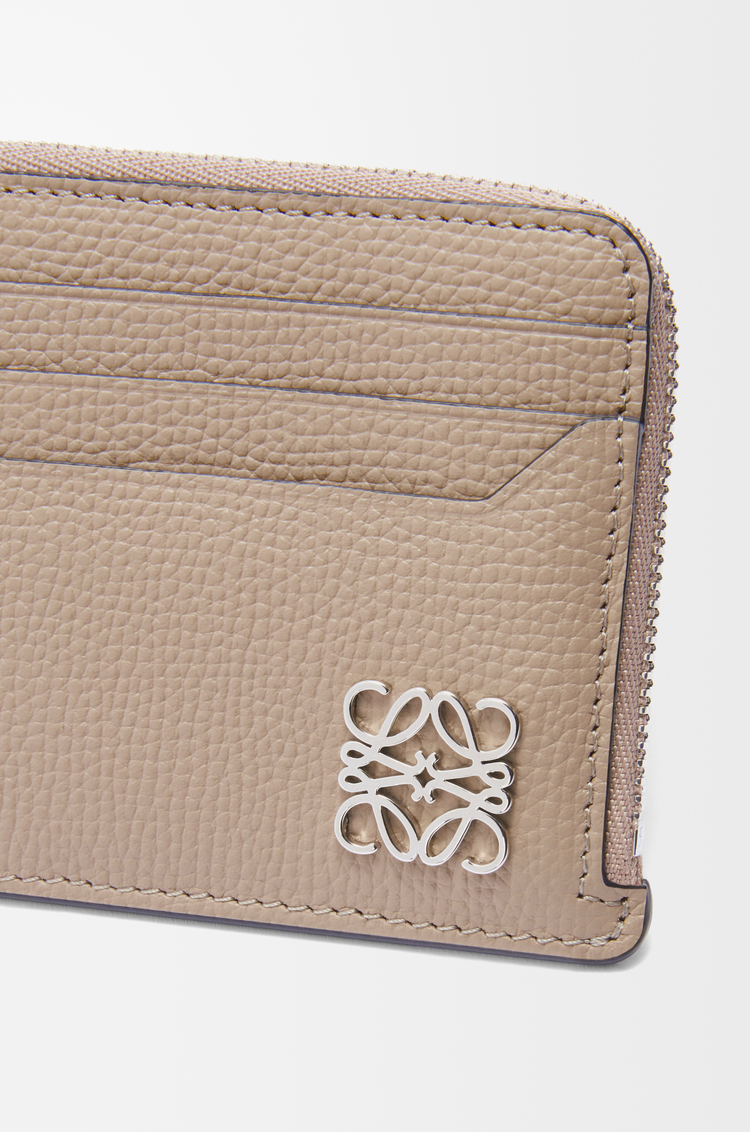 LOEWE Anagram square coin cardholder in pebble grained calfskin Sand