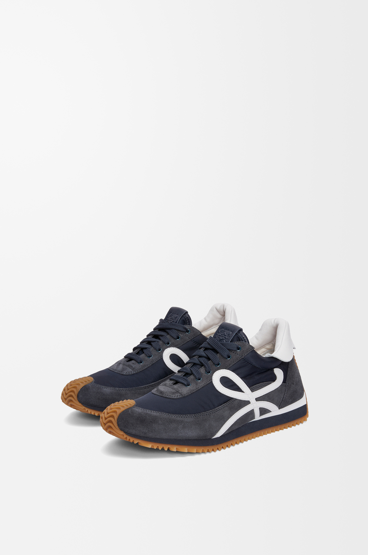 LOEWE Zapatilla Flow Runner 2.0 en nailon y ante Azul Marino Oscuro