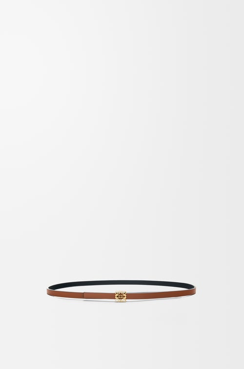 LOEWE リバーシブル アナグラムキューブ ベルト（スムースカーフ） タン/ブラック/ゴールド