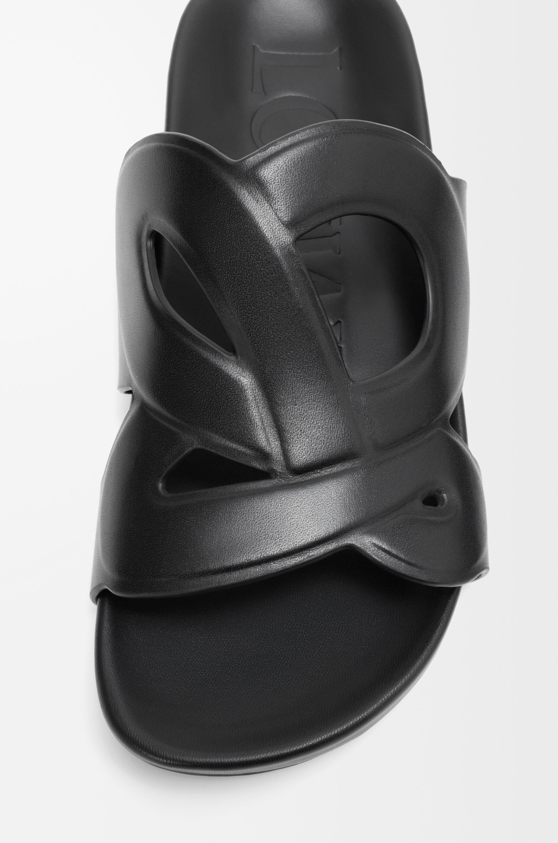 Ease Monogram slide in vegetable-tanned calfskin Black - LOEWE USA