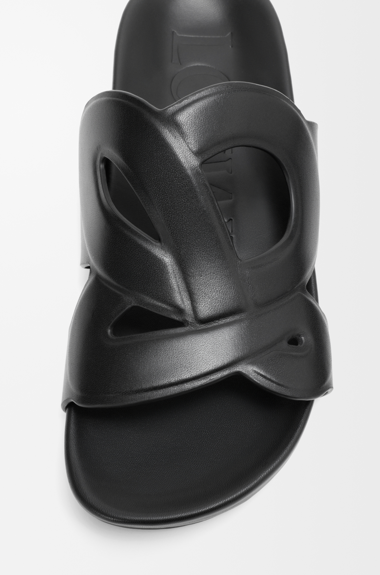 LOEWE Slide Ease Monogram in pelle di vitello conciata al vegetale Nero