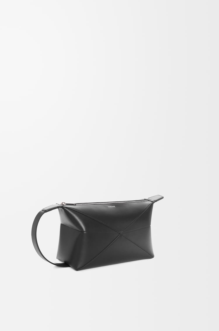 LOEWE 亮面牛皮革 Puzzle Fold 洗漱包 黑色