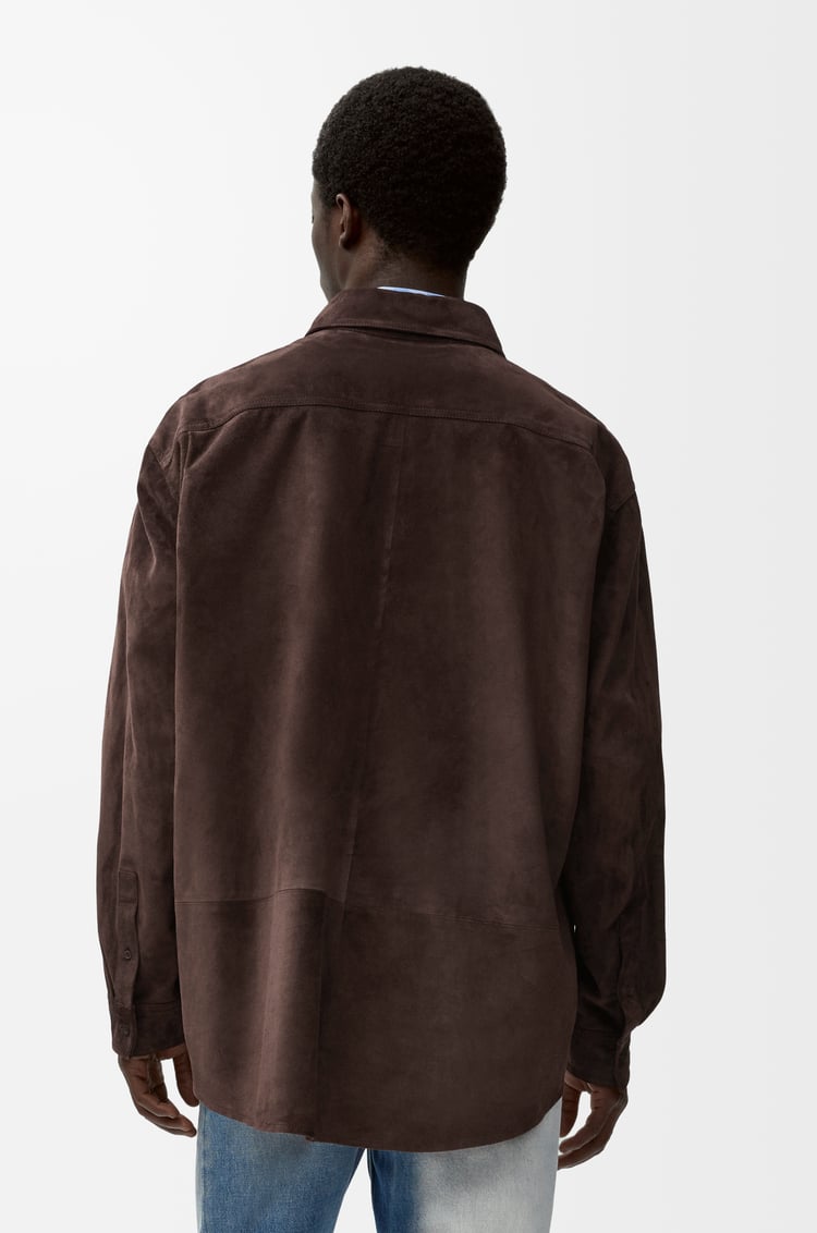 LOEWE 绒面牛皮革外套衬衫 深棕色