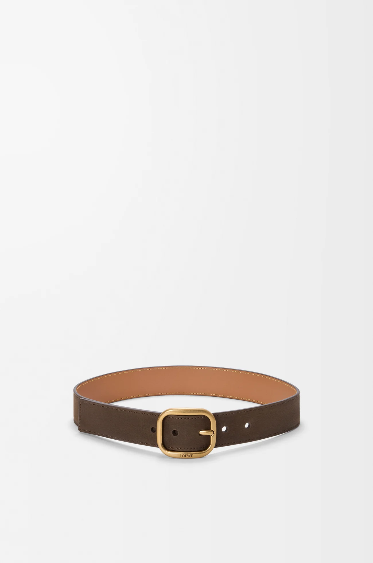 LOEWE 牛巴革柔软腰带 深棕色/复古金色