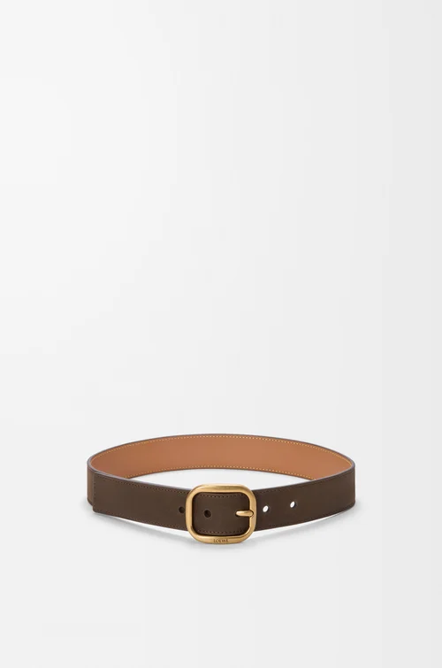 LOEWE 라운드 소프트 벨트 - 누벅 다크 브라우니/빈티지 골드