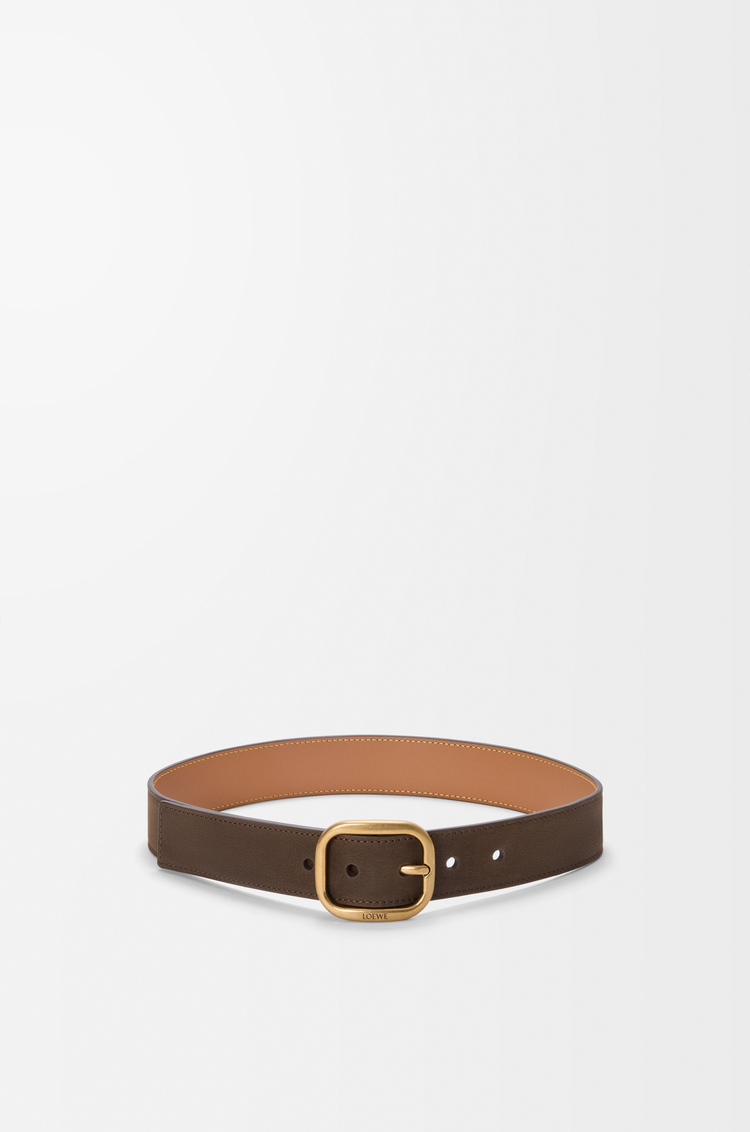 LOEWE Rounded soft belt in nubuck Tundra/Vintage Gold