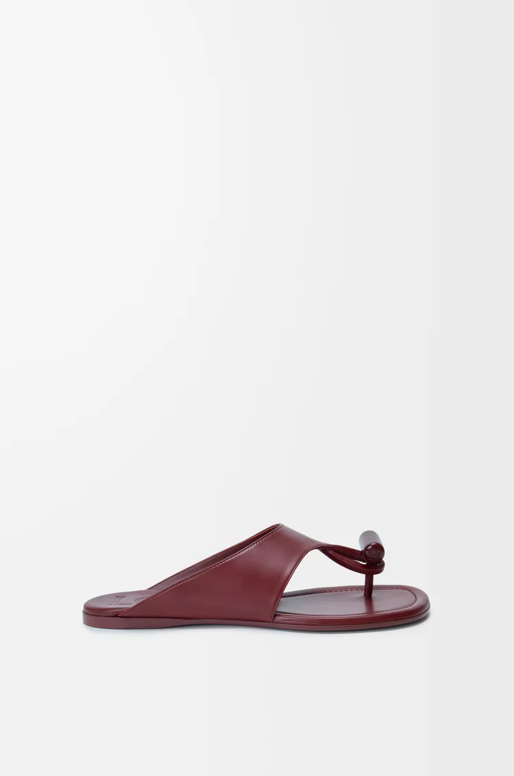 LOEWE Toggle flat sandal in shiny smoot calfskin Burnt Red
