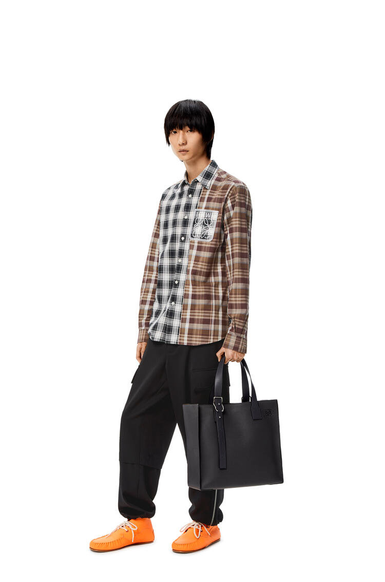 LOEWE Patchwork check shirt in cotton Brown/Multicolor pdp_rd