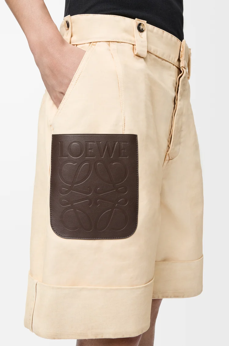 LOEWE Turn-up shorts in cotton Beige
