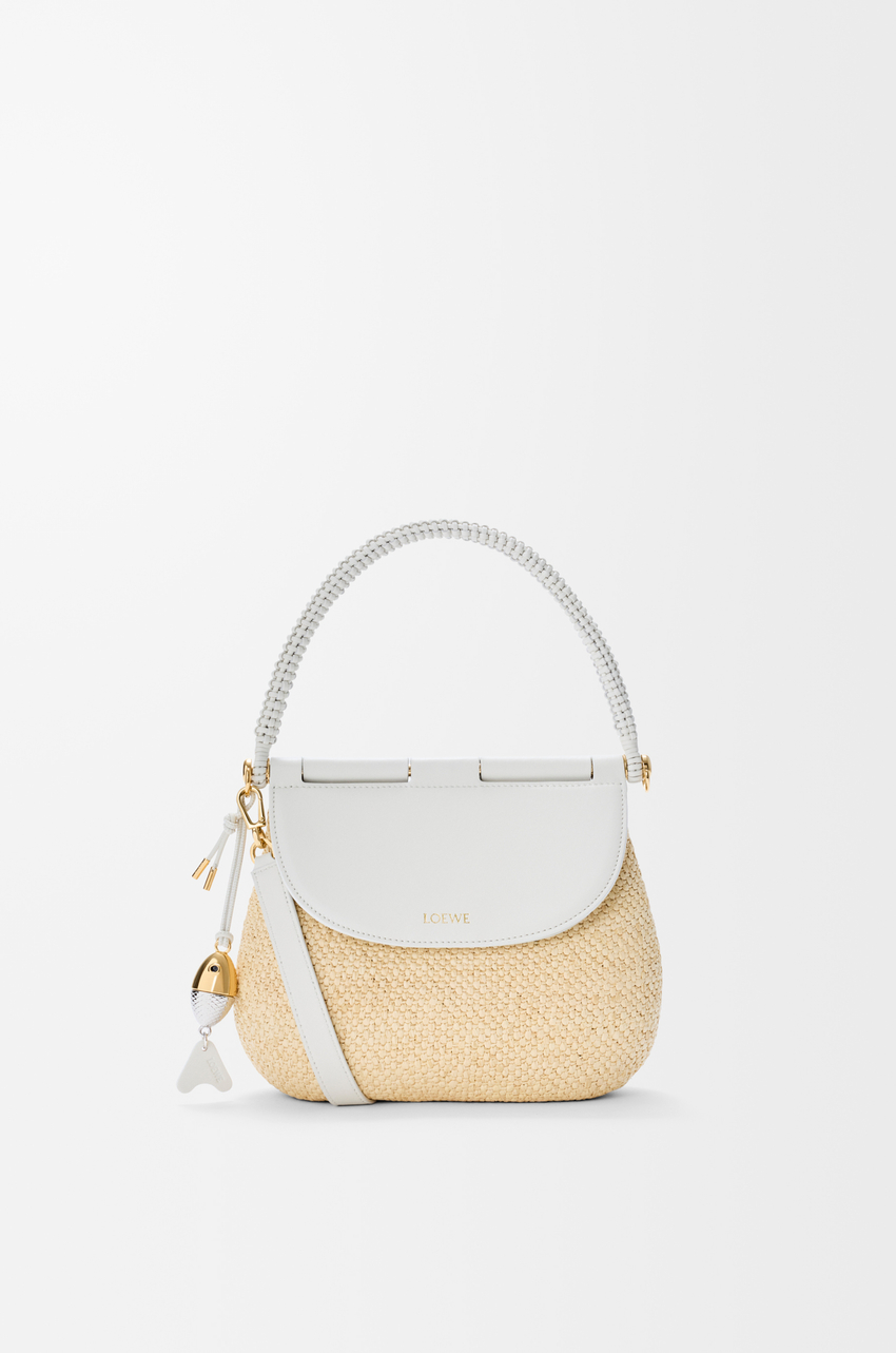 Medium Pescador bag in raffia and calfskin