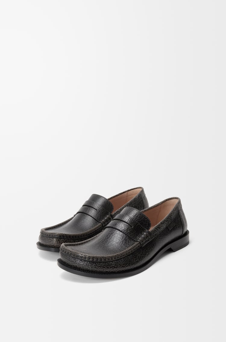 LOEWE Campo loafer in cracked calfskin Black/Cream