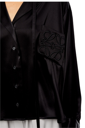 LOEWE Anagram embroidered pyjama blouse in satin Black plp_rd
