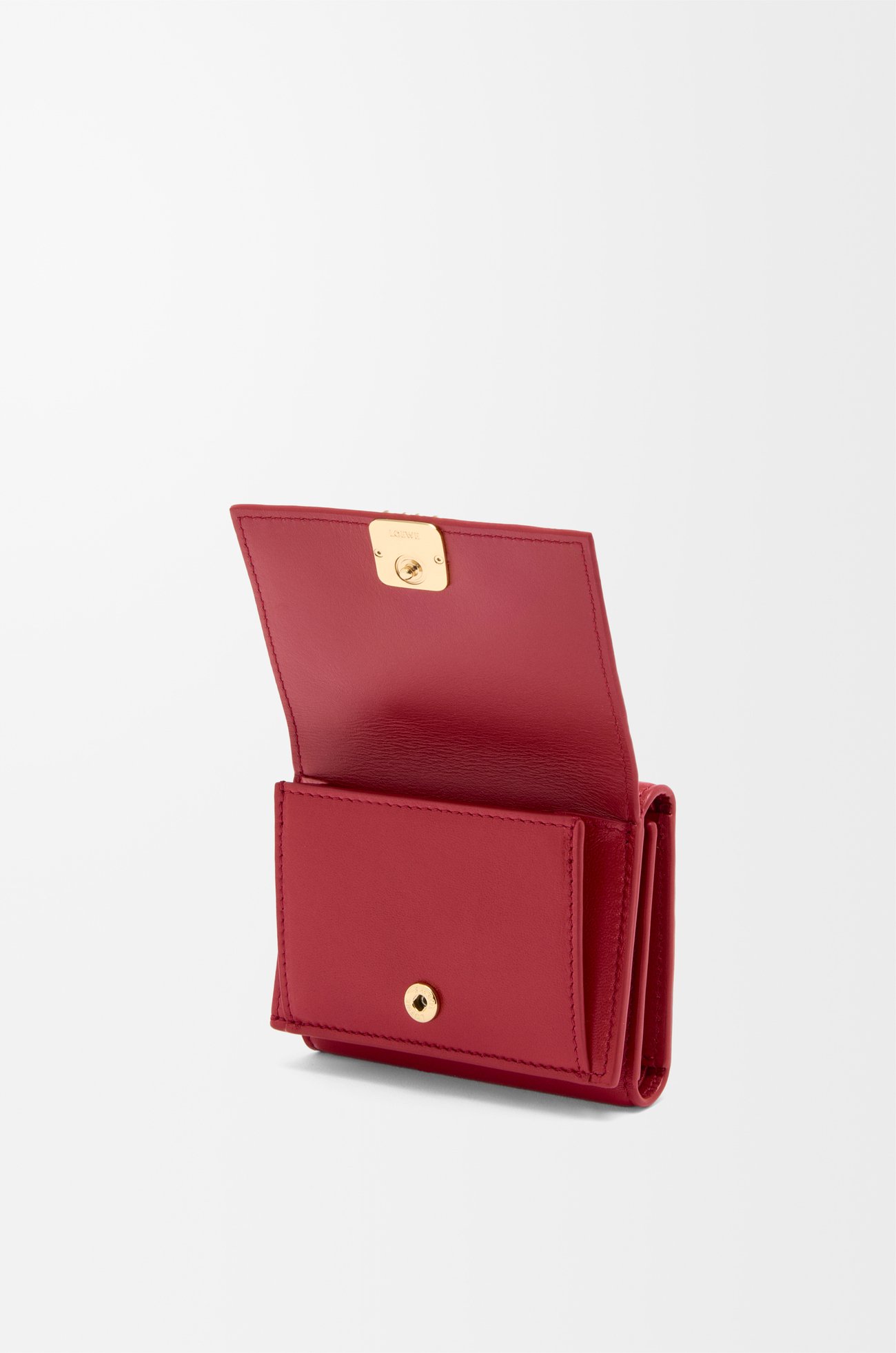 LOEWE Puffer Anagram trifold wallet in shiny nappa calfskin Burnt Red