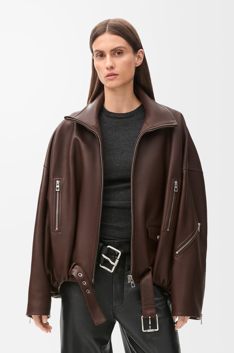 LOEWE Balloon jacket in nappa lambskin Dark Chocolate