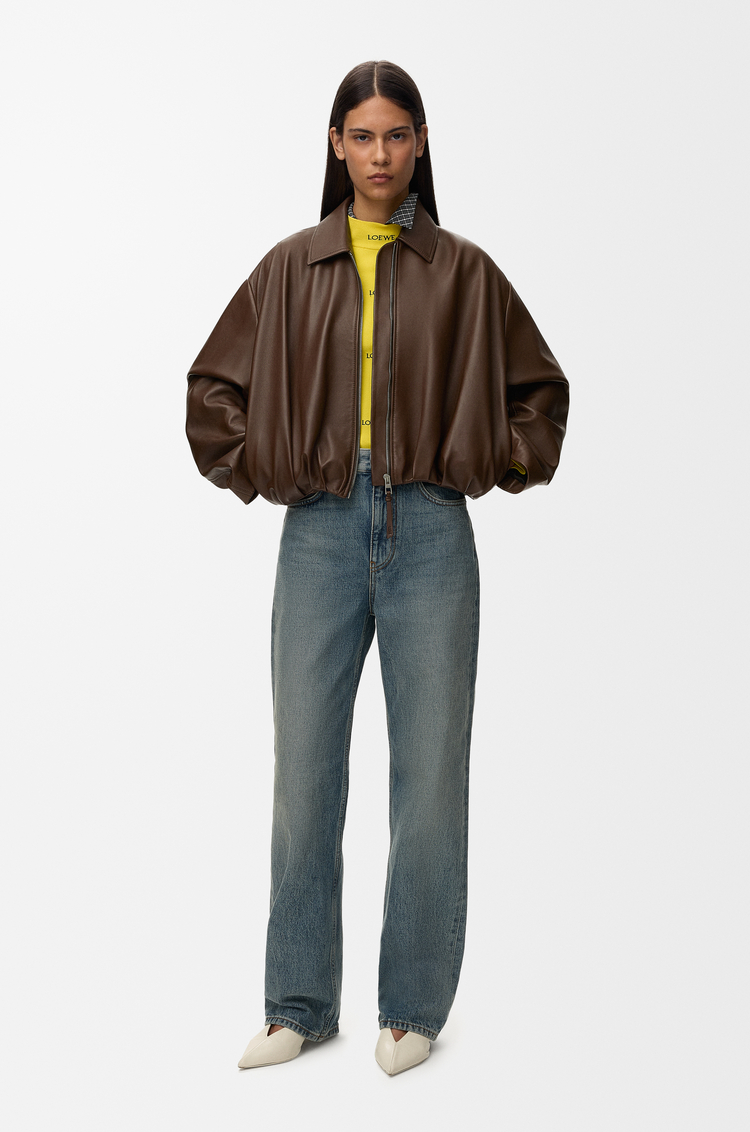 LOEWE Draped jacket in nappa lambskin Chocolate Brown