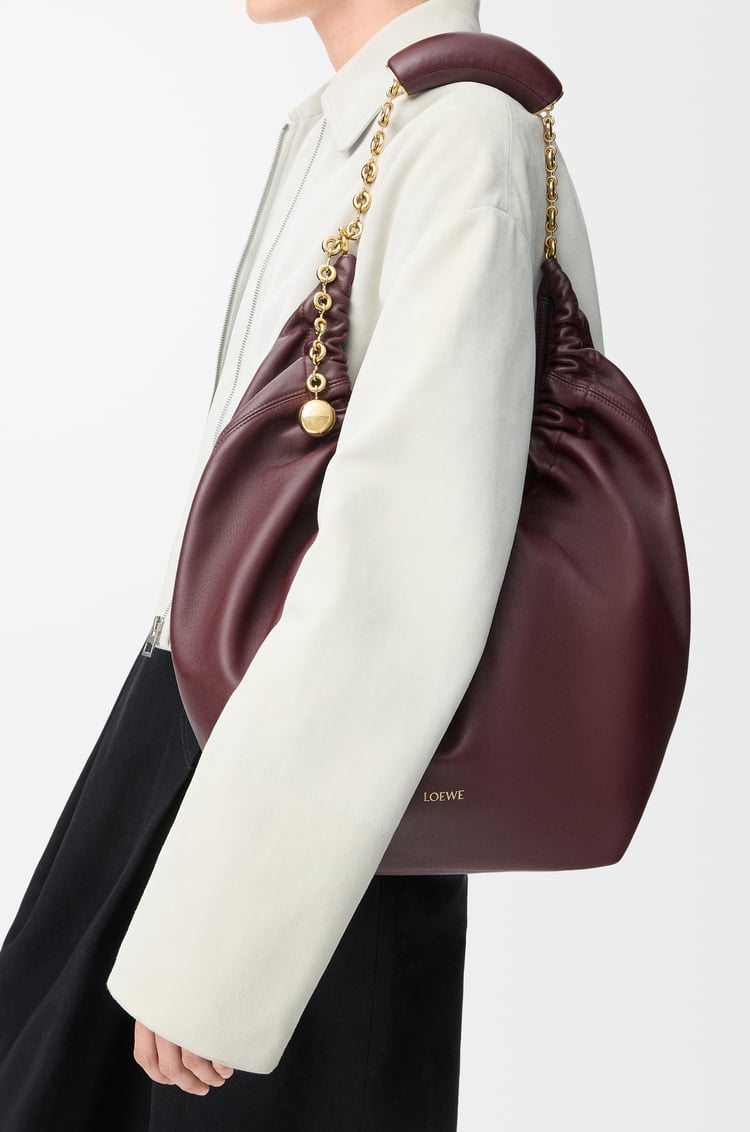 LOEWE Medium Squeeze bag in mellow nappa lambskin Dark Burgundy