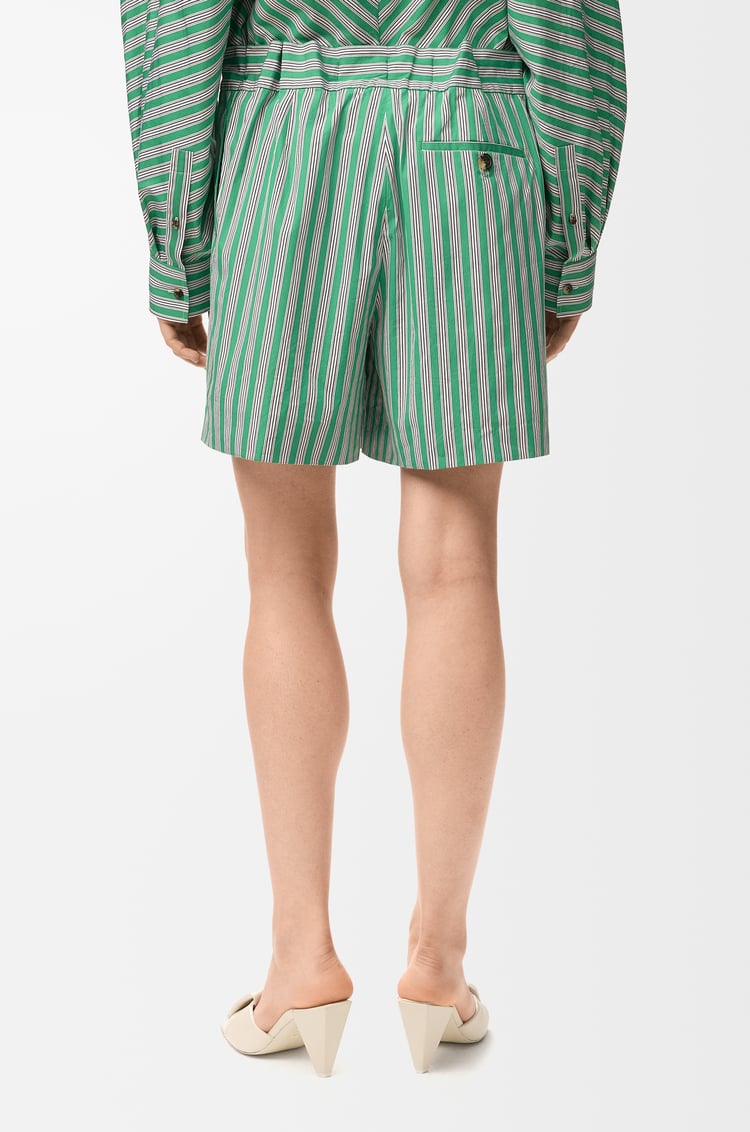 LOEWE Pantalón corto en algodón Verde/Blanco
