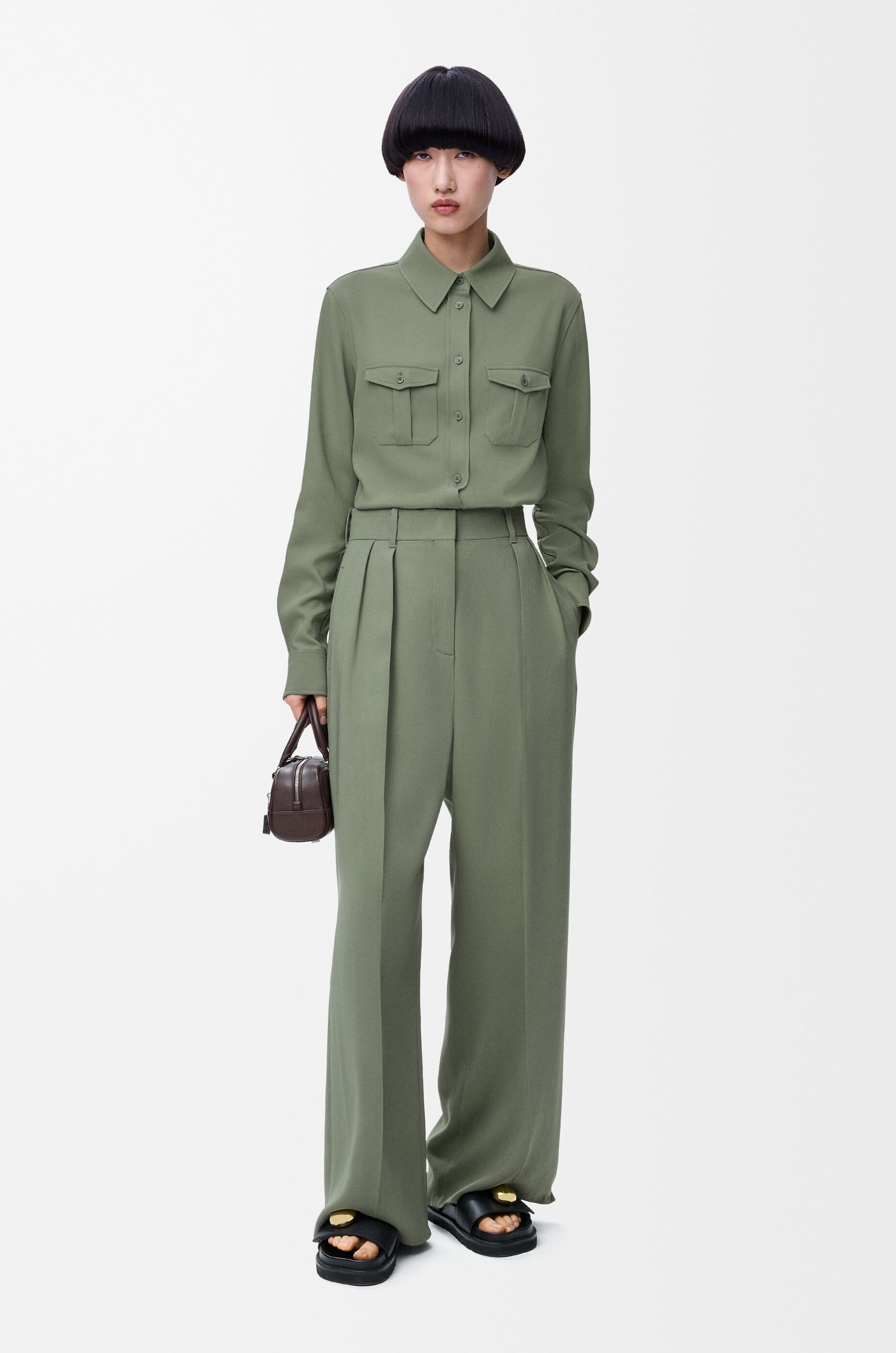 Shirt in stretch viscose Green - LOEWE