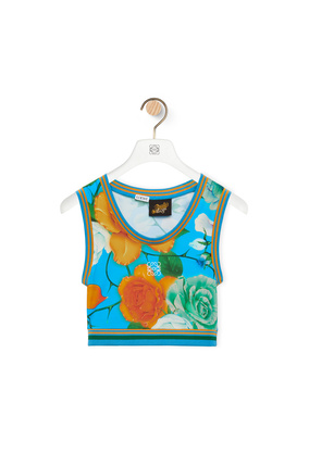 LOEWE Roses cycling top in technical jersey Blue/Multicolor