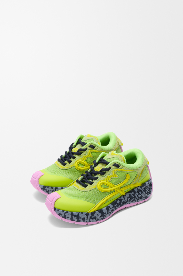 LOEWE Zapatilla Pogo en punto técnico y ante Verde/Amarillo/Negro